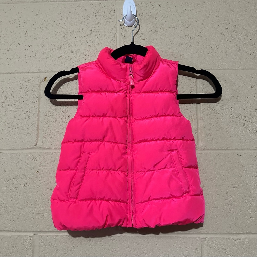 Gap toddler‎ kids puffer vest in pink size 4T leopard